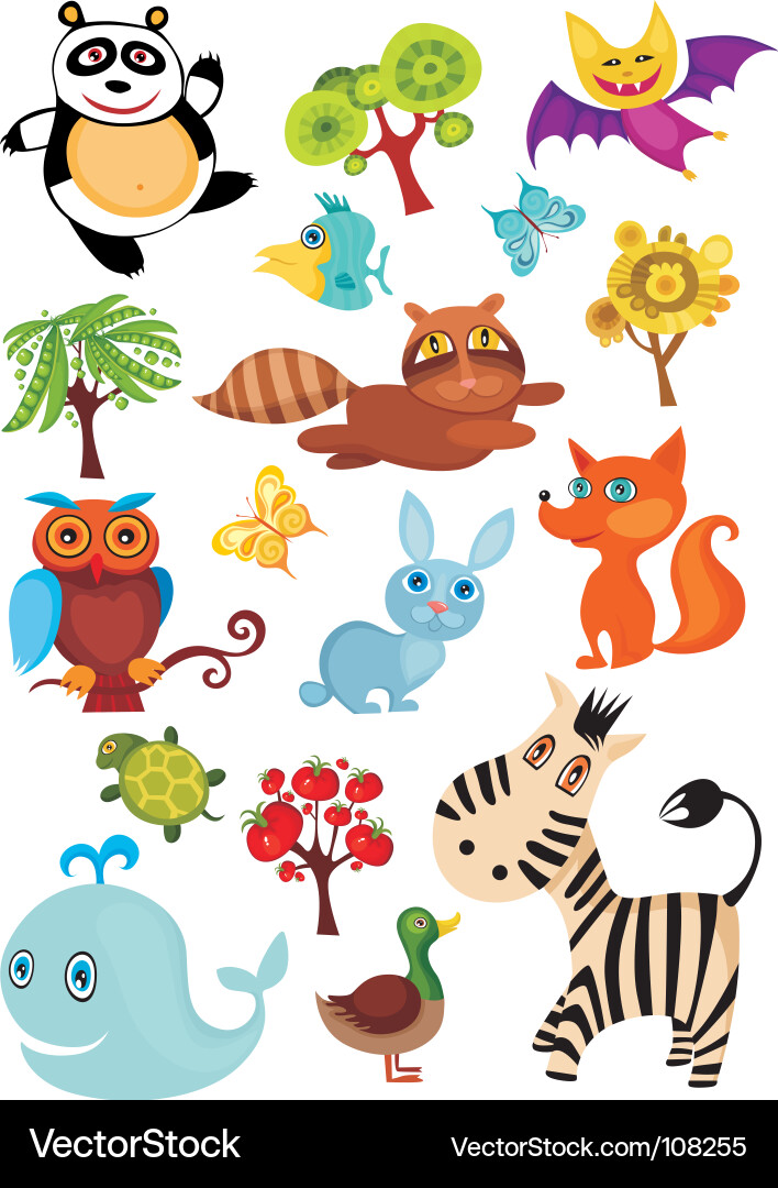 Adorable Animal Collection Vector Image