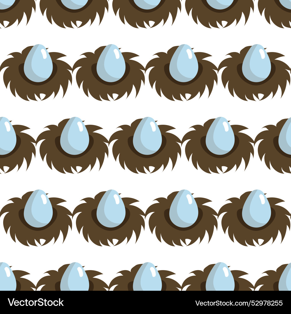 Birds nest with eggs simple seamless pattern Vector Image