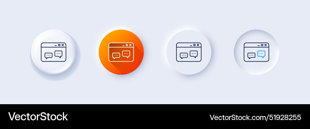 Browser window line icon chat speech bubbles vector image