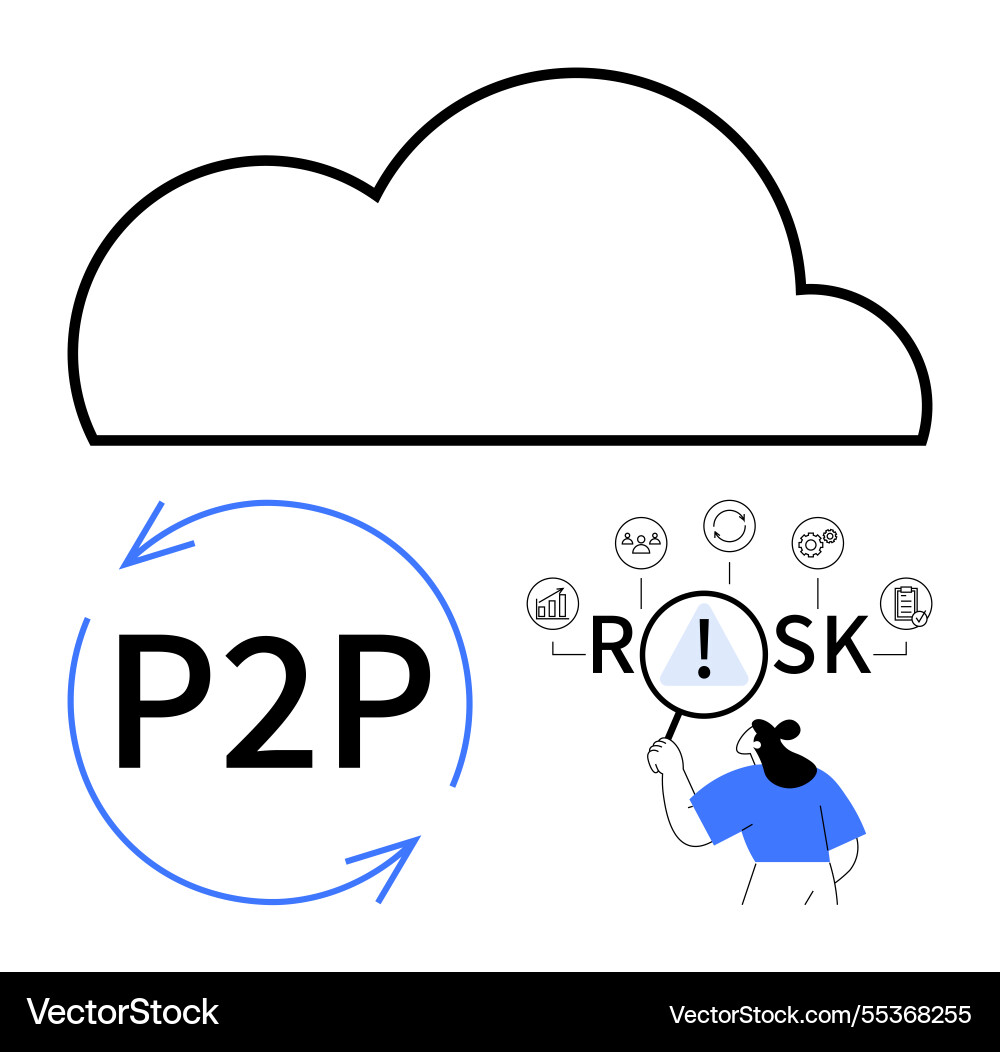 Cloud technology with peer-to-peer process Cloud technology with peer-to-peer process vector image