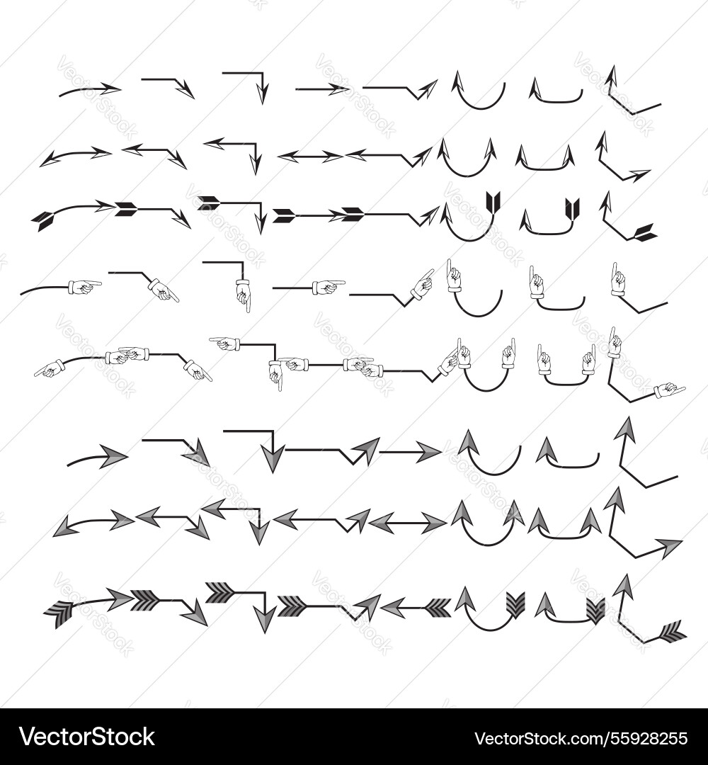 Diverse arrow and hand pointer icons for design Diverse arrow and hand pointer icons for design vector image