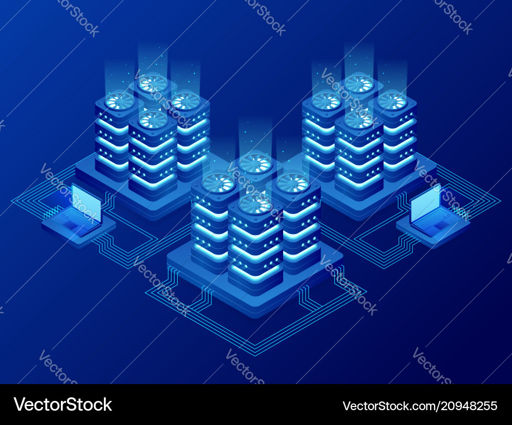 Isometric database network management big data Isometric database network management big data vector image
