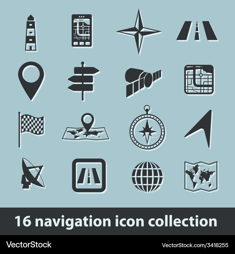 Navigation Icons - Set of 16 vector image