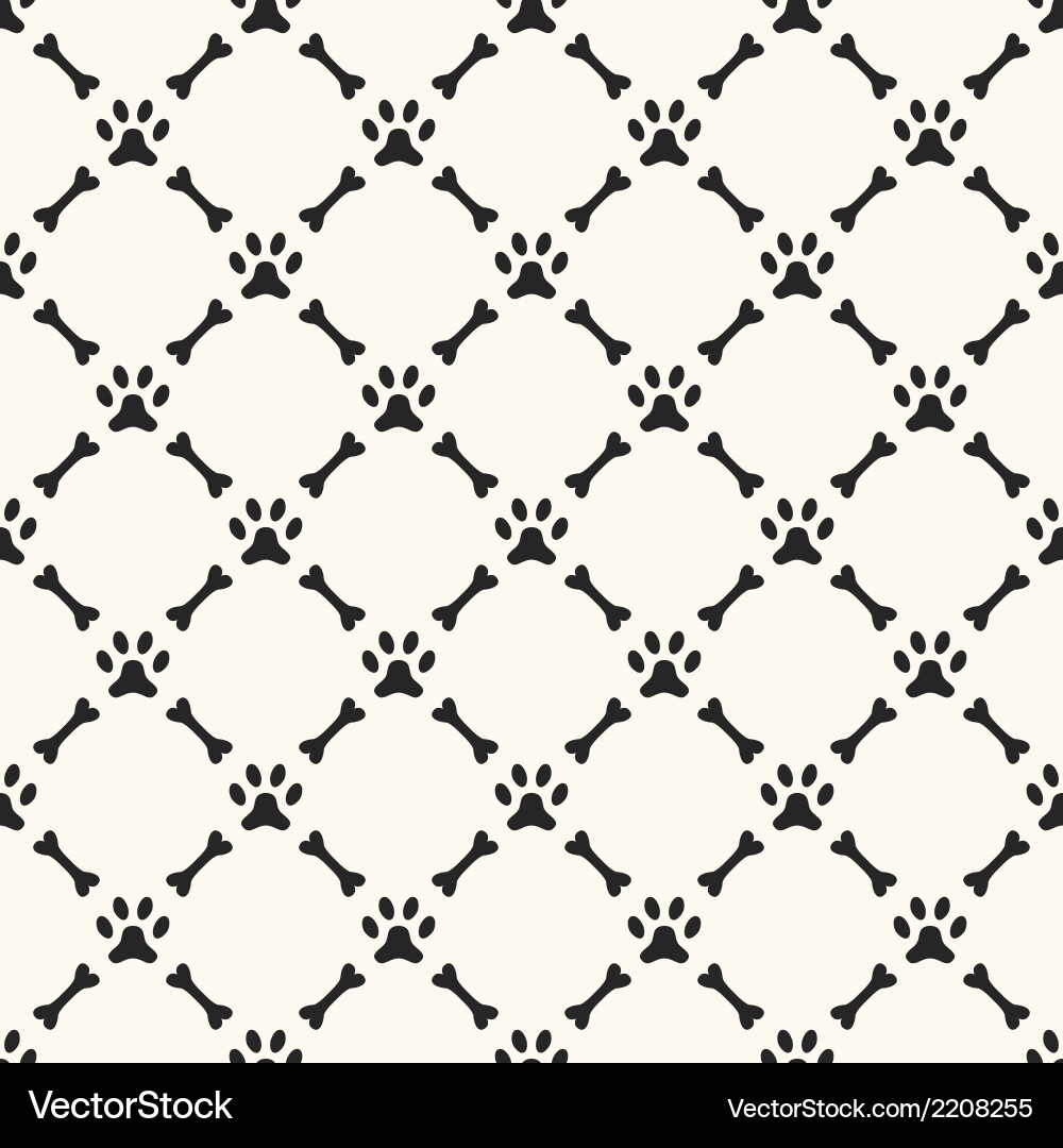 Paw Print & Bone Seamless Pattern vector image