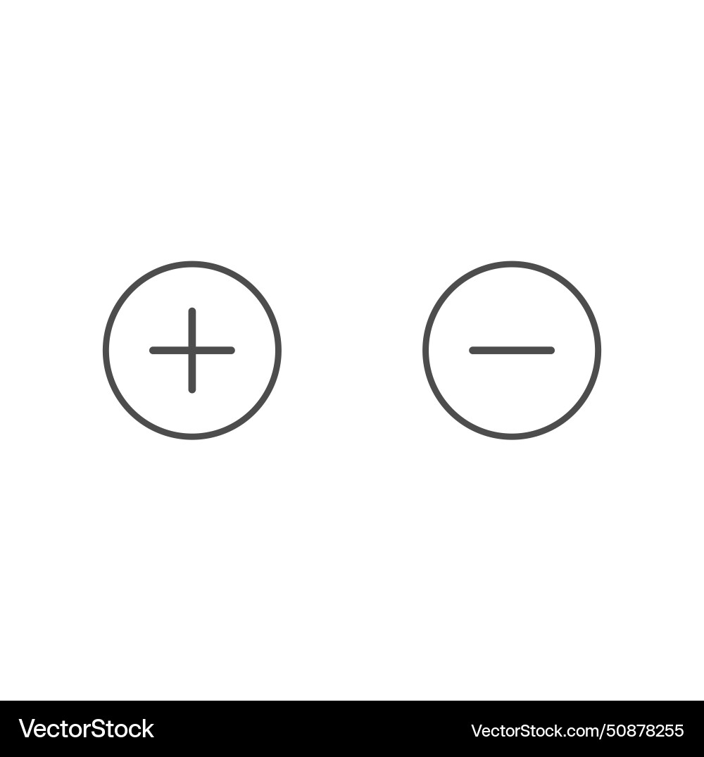 Plus and minus sign for adding removing items vector image