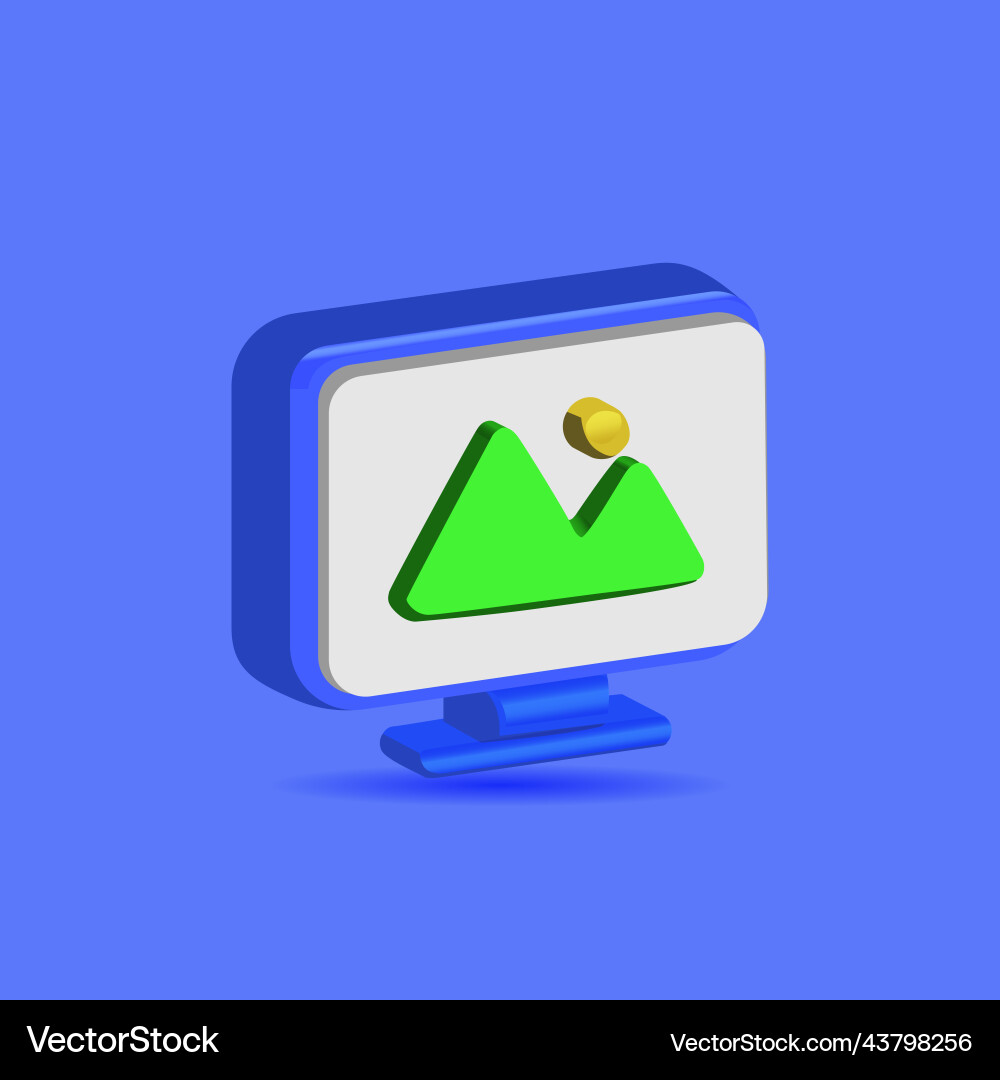 3d monitor with image design Vector Image