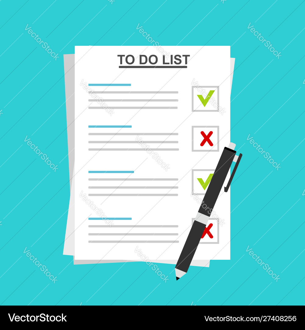 Checklist on to do list form with man signing Checklist on to do list form with man signing vector image