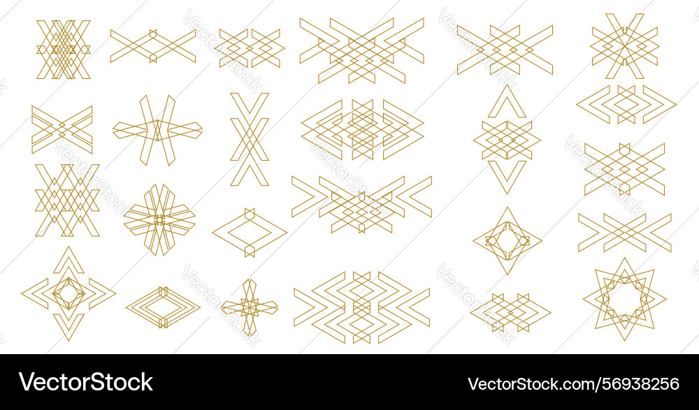 Collection of abstract geometric line art patterns vector image
