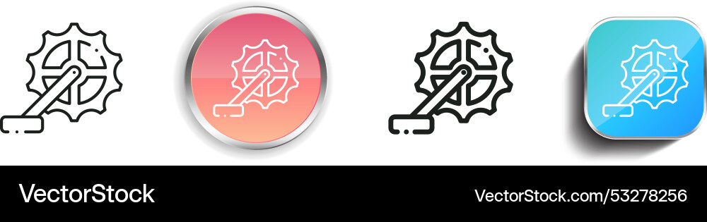 Crankset icon thin linear regular and button Vector Image