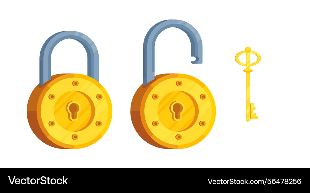 Detailed round locks with open and closed lock Vector Image