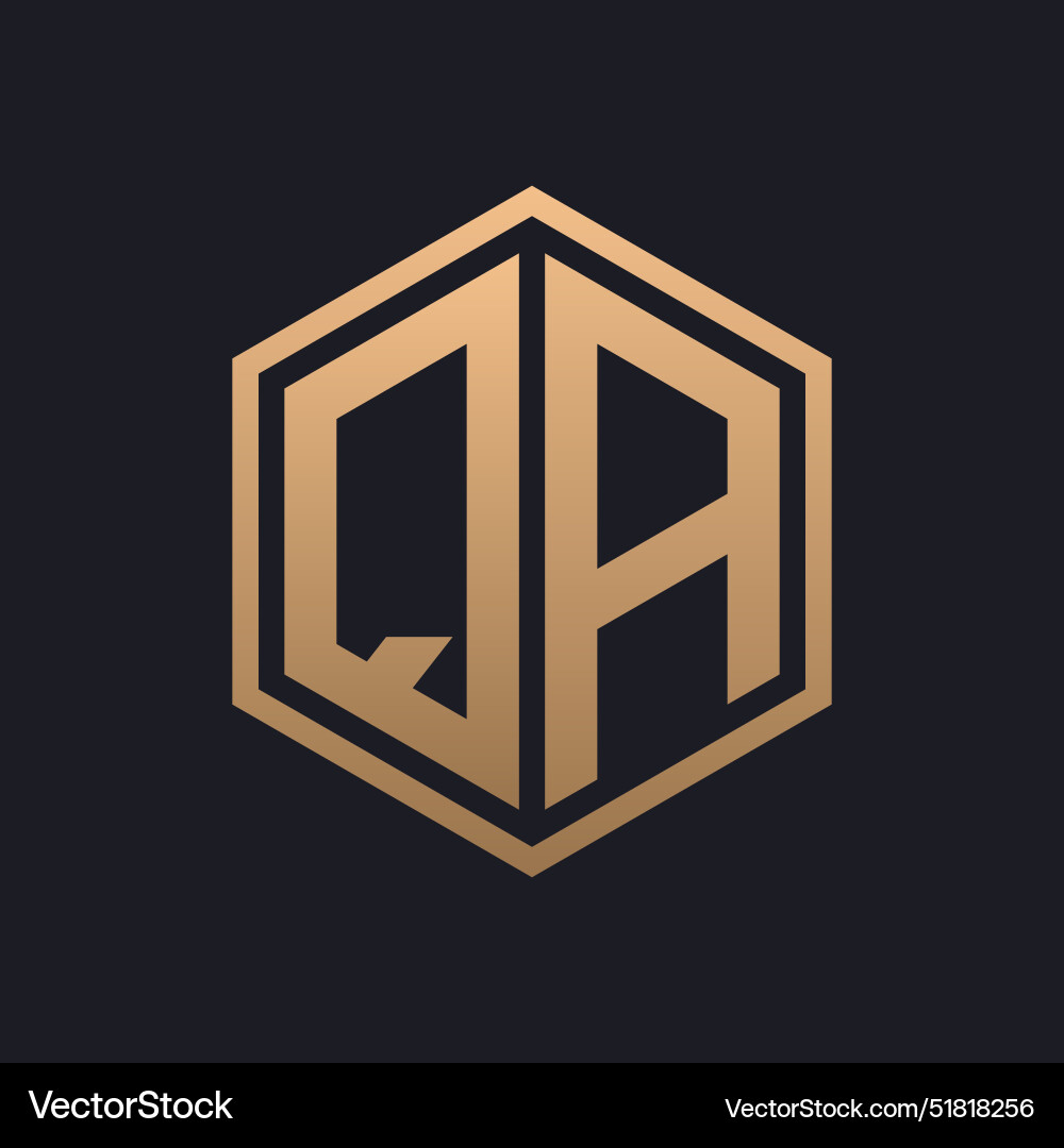 Elegant hexagon letter qa logo design initial Vector Image