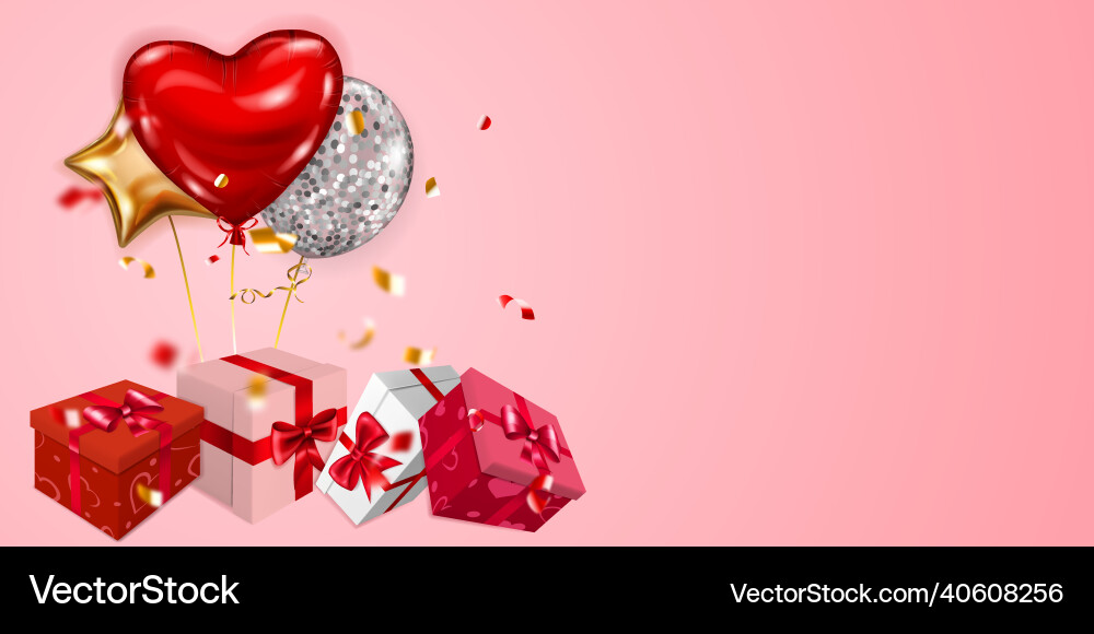 Mit Ballons und Geschenkboxen Mit Ballons und Geschenkboxen vektorbild