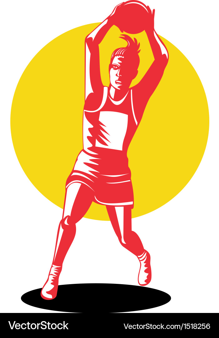 Netball player passing Vector Image