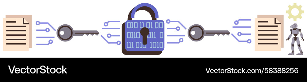Secure Data Flow & Encryption Vector Image