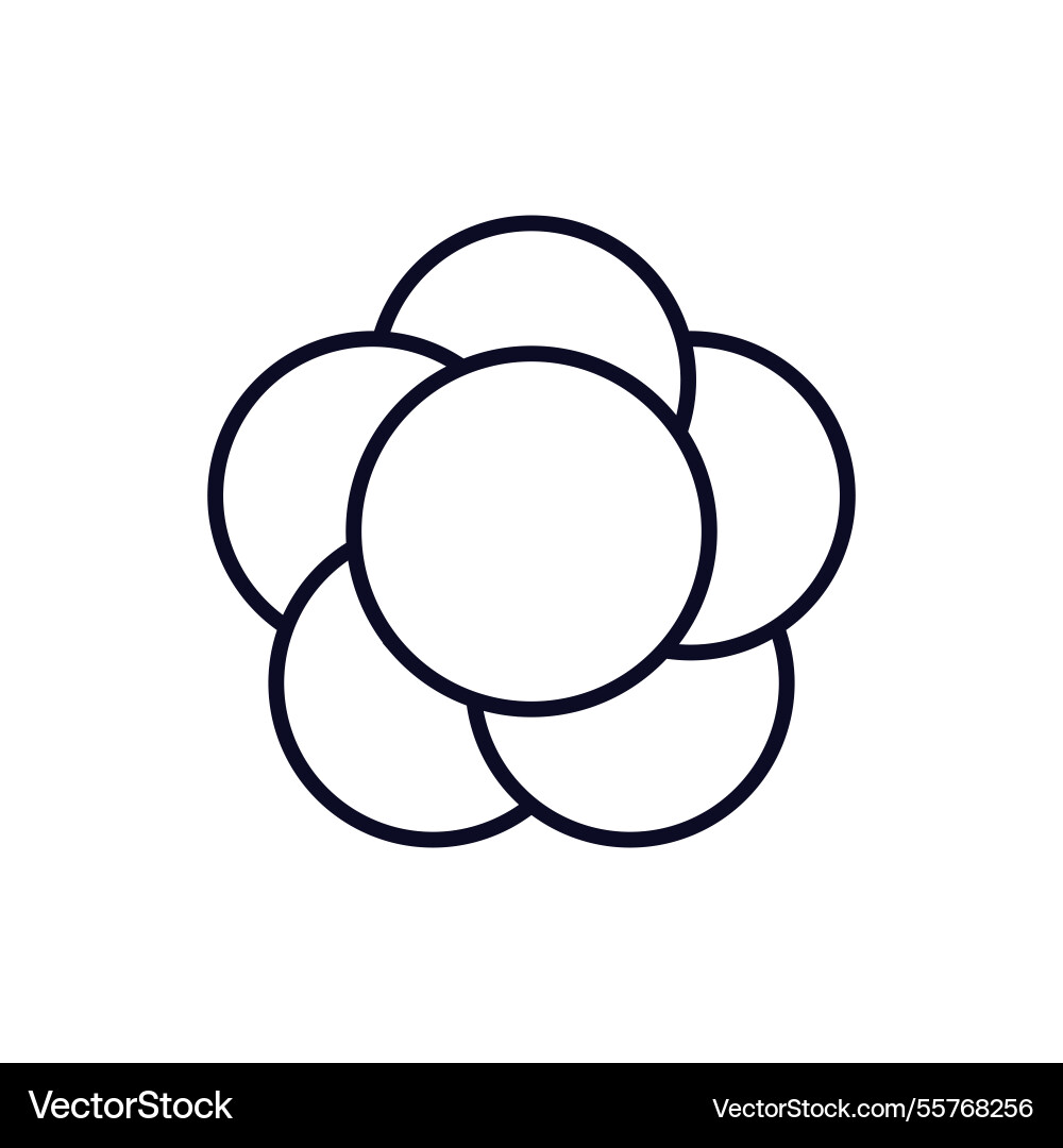 Simple black line drawing of interlocking circular Vector Image