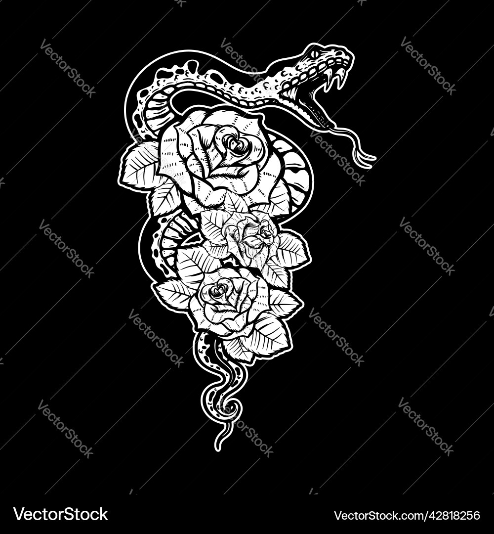 Snake on the background with roses design element Snake on the background with roses design element vector image