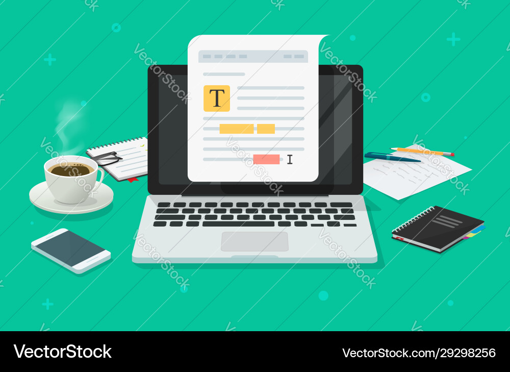 Text file or document content editing online Text file or document content editing online Vector Image