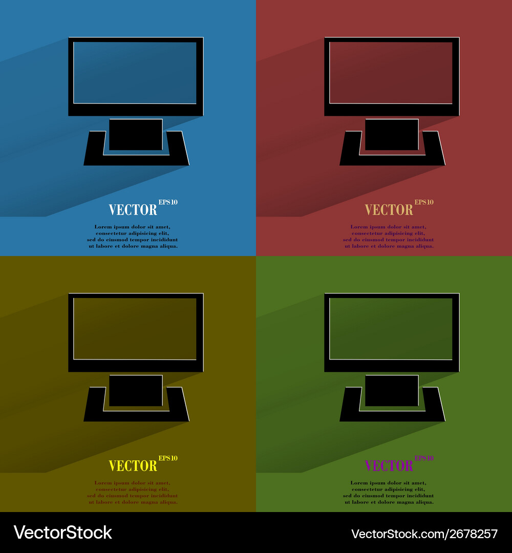 Color set computer flat modern web button Vector Image
