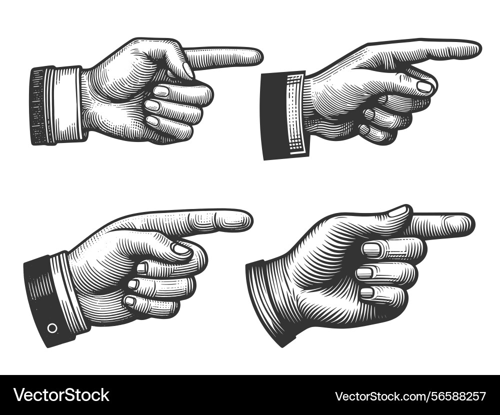 Hand Pointer Engraving Set vector image