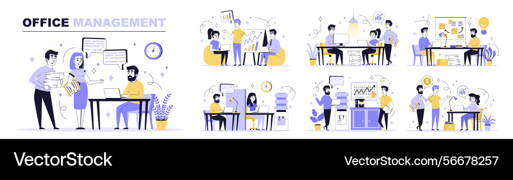 Office management concept set in flat web design Office management concept set in flat web design vector image