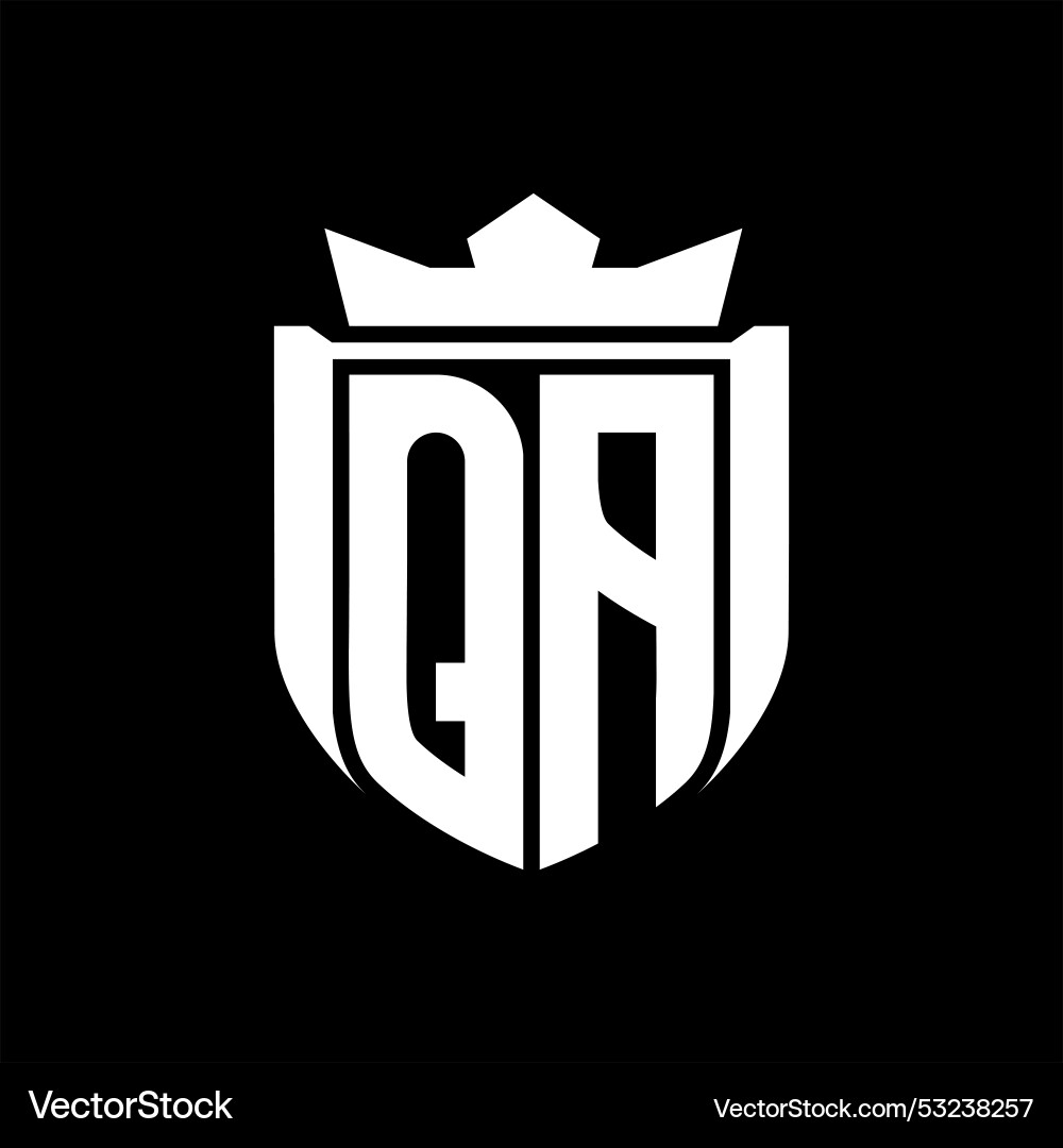 Qa letter logo shield shape inside badge Vector Image