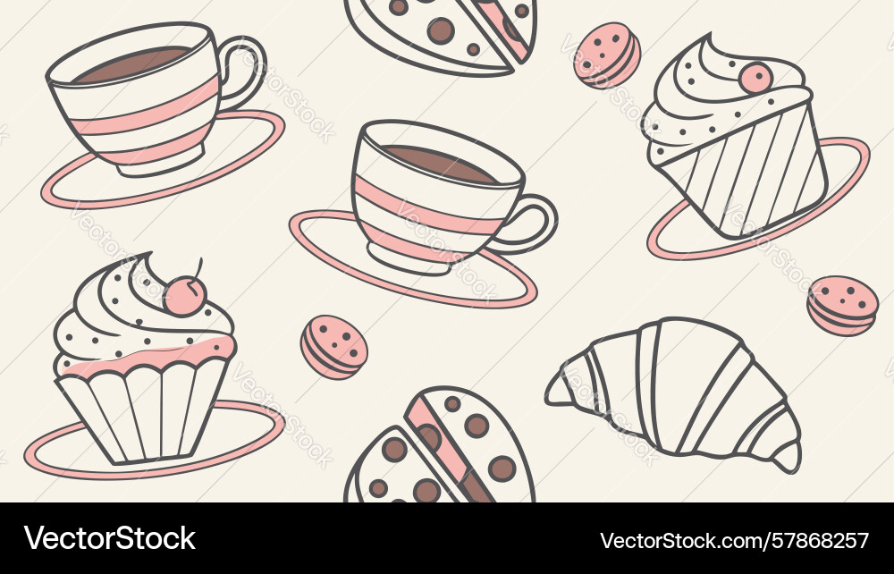 Teacups abstract elements pattern - artistic Vector Image