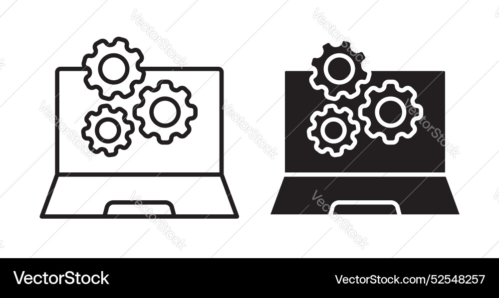 Technical support thin line icon set Vector Image