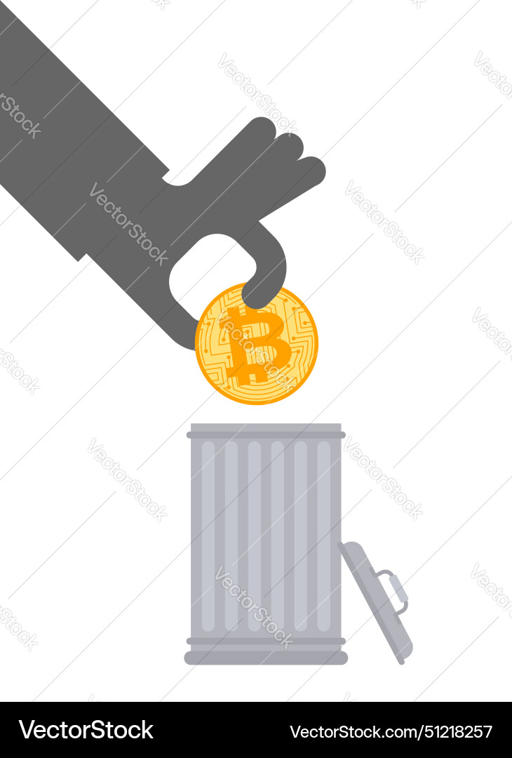 Throw away bitcoin cryptocurrency in trash can – Royalty-Free Vector |  VectorStock