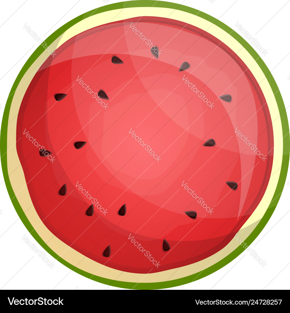 Top view cut watermelon icon cartoon style Top view cut watermelon icon cartoon style vector image