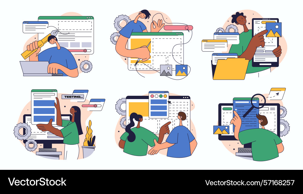 Website design concept set for web Website design concept set for web Vector Image