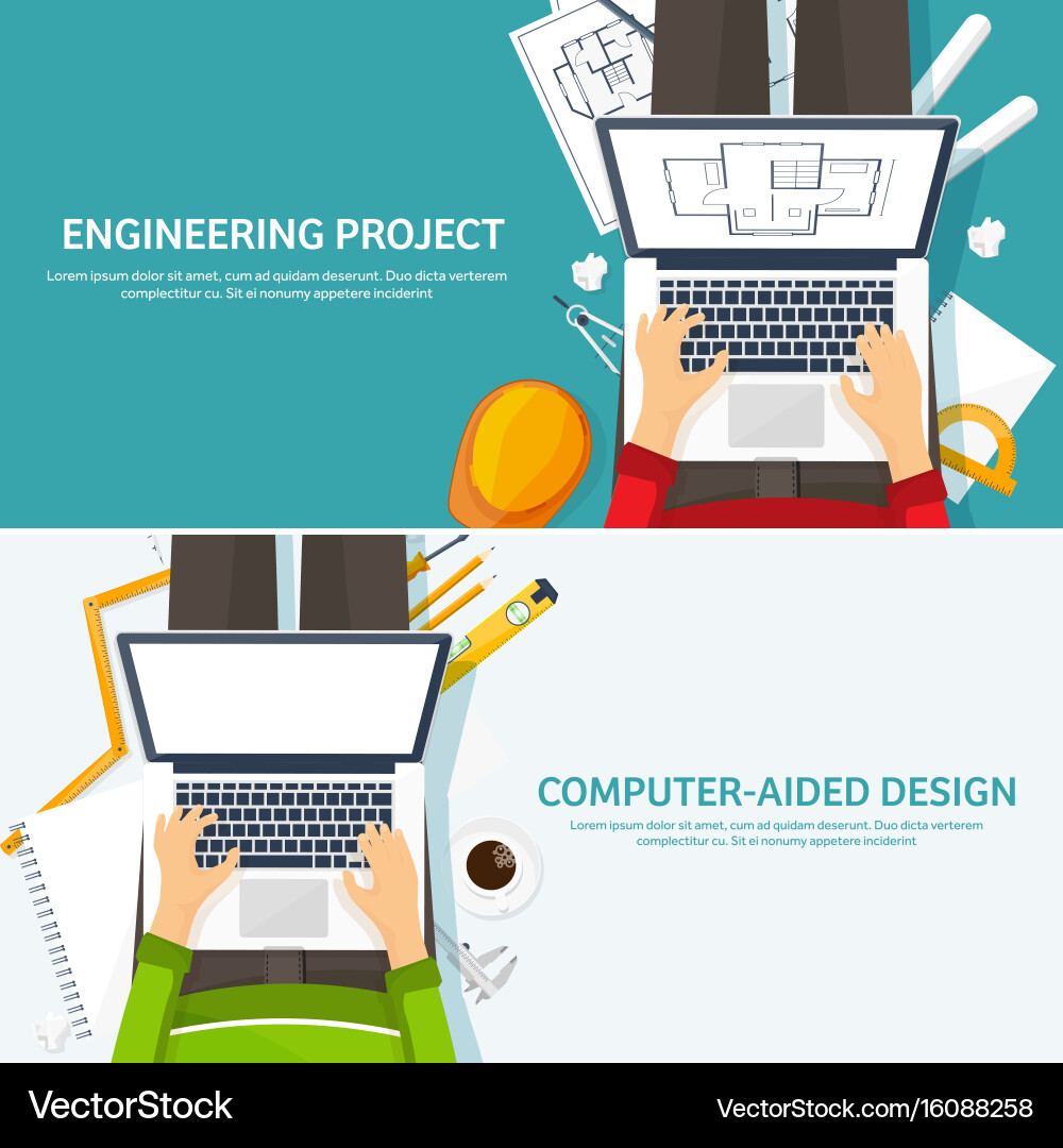 Architecture & Engineering Workspace Vector Image