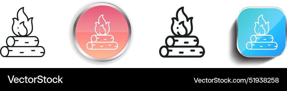 Bonfire icon thin linear regular and button style vector image