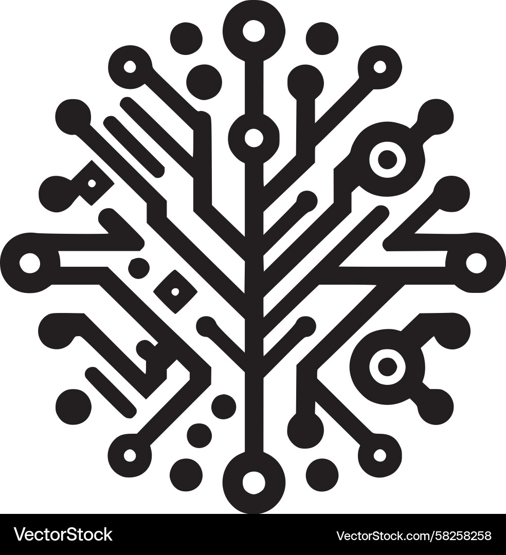 Branching Circuit Tree Icon Vector Image
