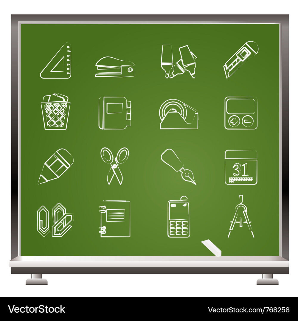 Business and office objects icons Vector Image