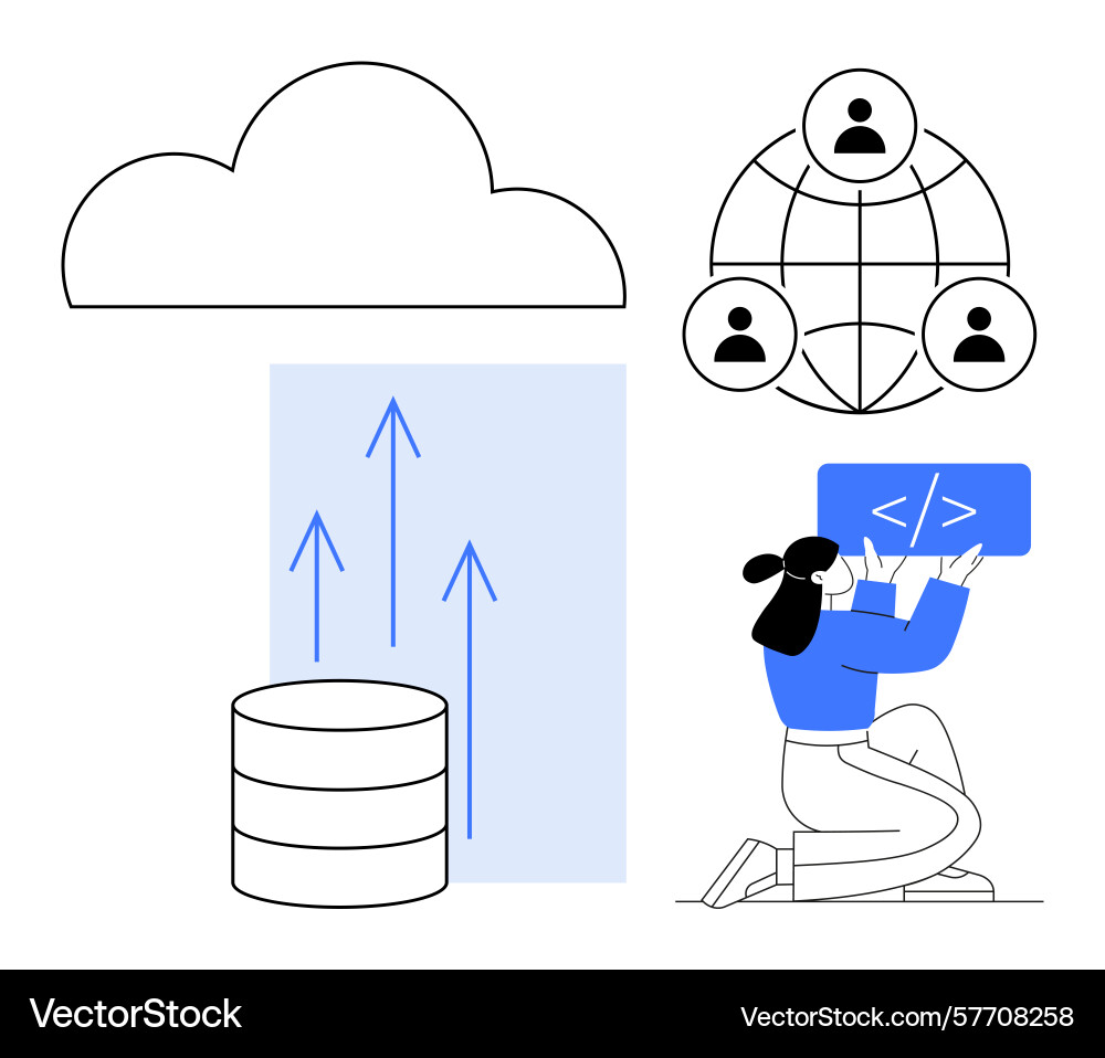 Cloud-based data sharing with global user Cloud-based data sharing with global user vector image