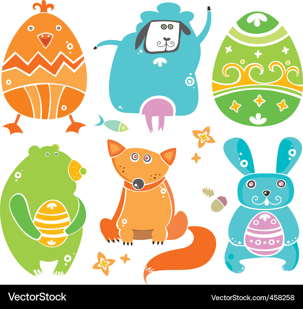 Cute Easter Animal Set vector image