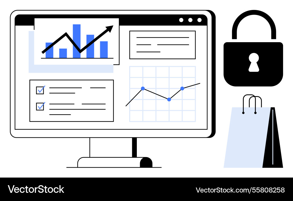 Data analytics dashboard with growth chart Vector Image