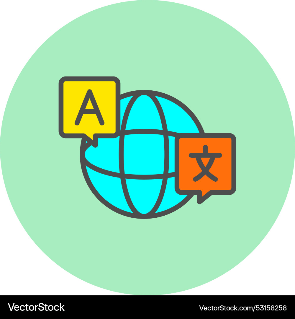 Foreign language line filled circle icon Vector Image