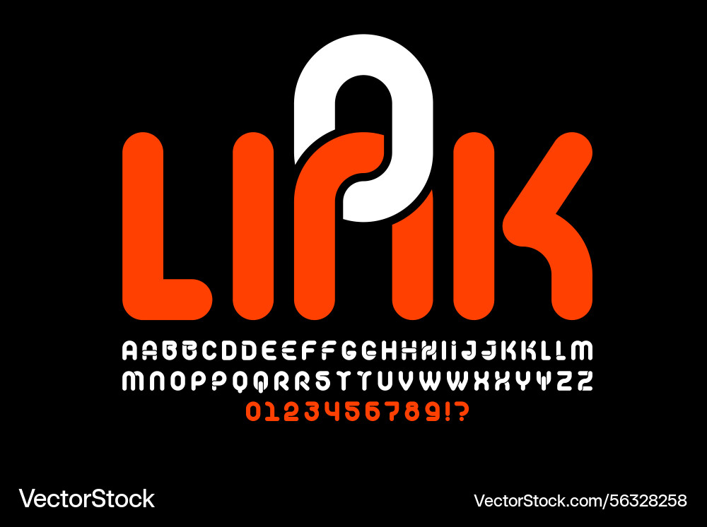Link linked style font alphabet letters Link linked style font alphabet letters vector image