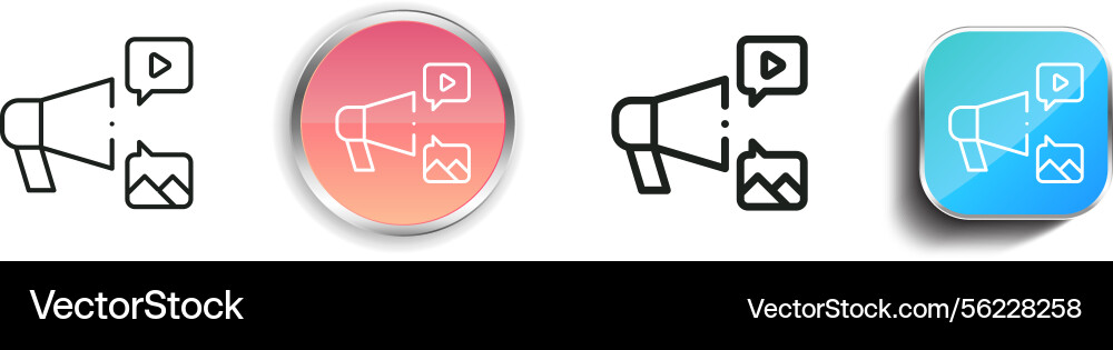 Media icon thin linear regular and button style vector image