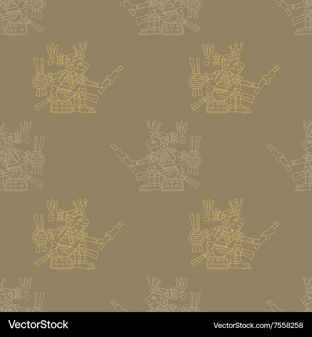 Seamless pattern with symbols from aztec codices Vector Image