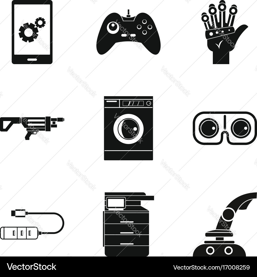 Control icons set simple style Vector Image