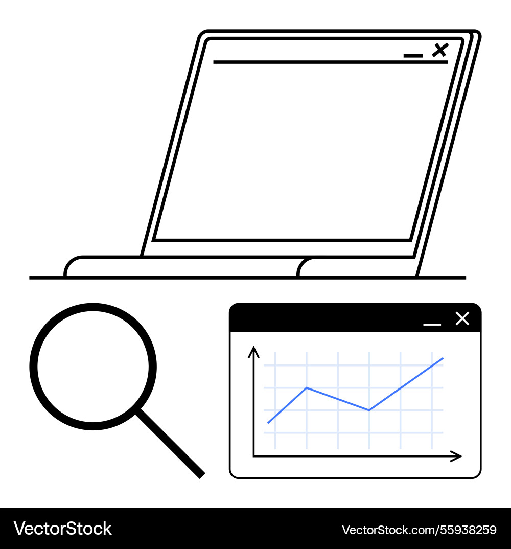 Digital analysis with laptop graph window vector image
