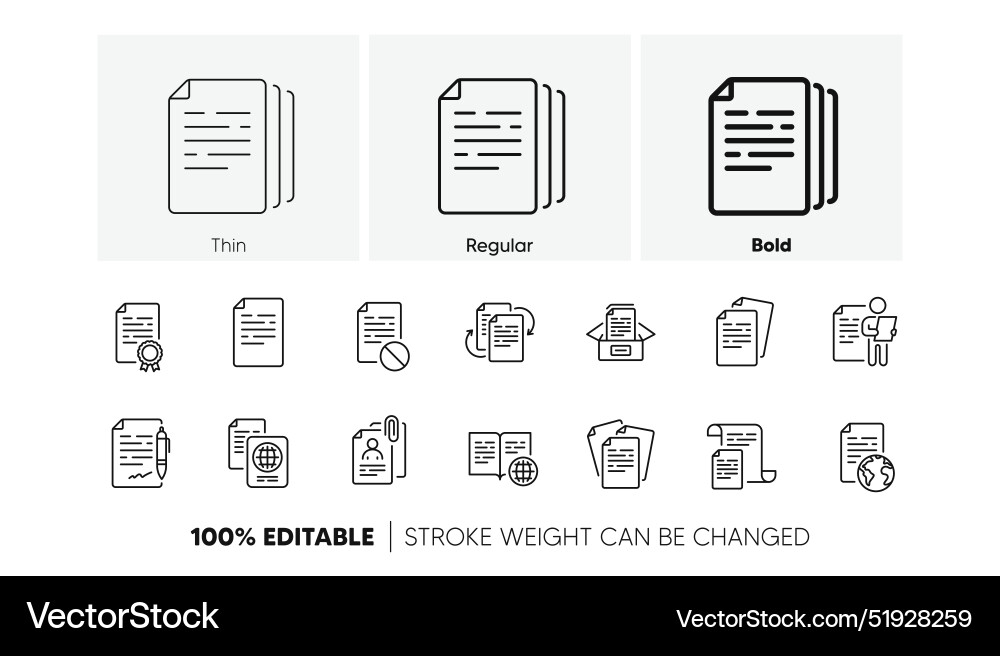 Dokumente Liniensymbole setzen Vertrag Vereinbarung Dokumente Liniensymbole setzen Vertrag Vereinbarung vektorbild