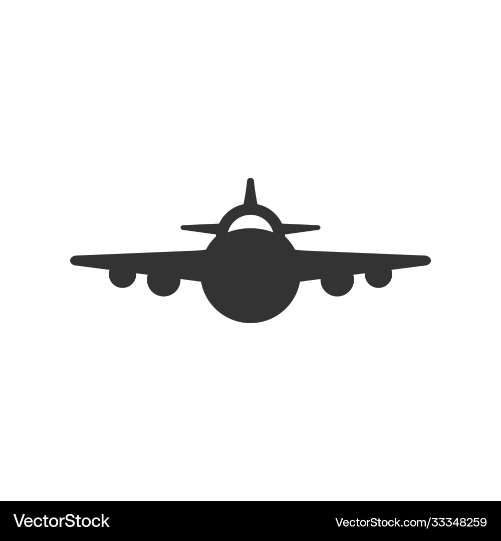 Front view plane glyph icon Front view plane glyph icon vector image
