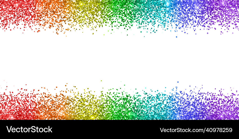 Rainbow multicolor glitter long border on white Rainbow multicolor glitter long border on white vector image