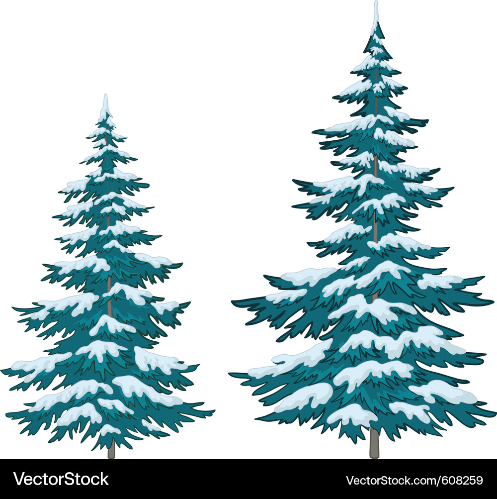 Schneehafte Weihnachtsbäume Vektorbild