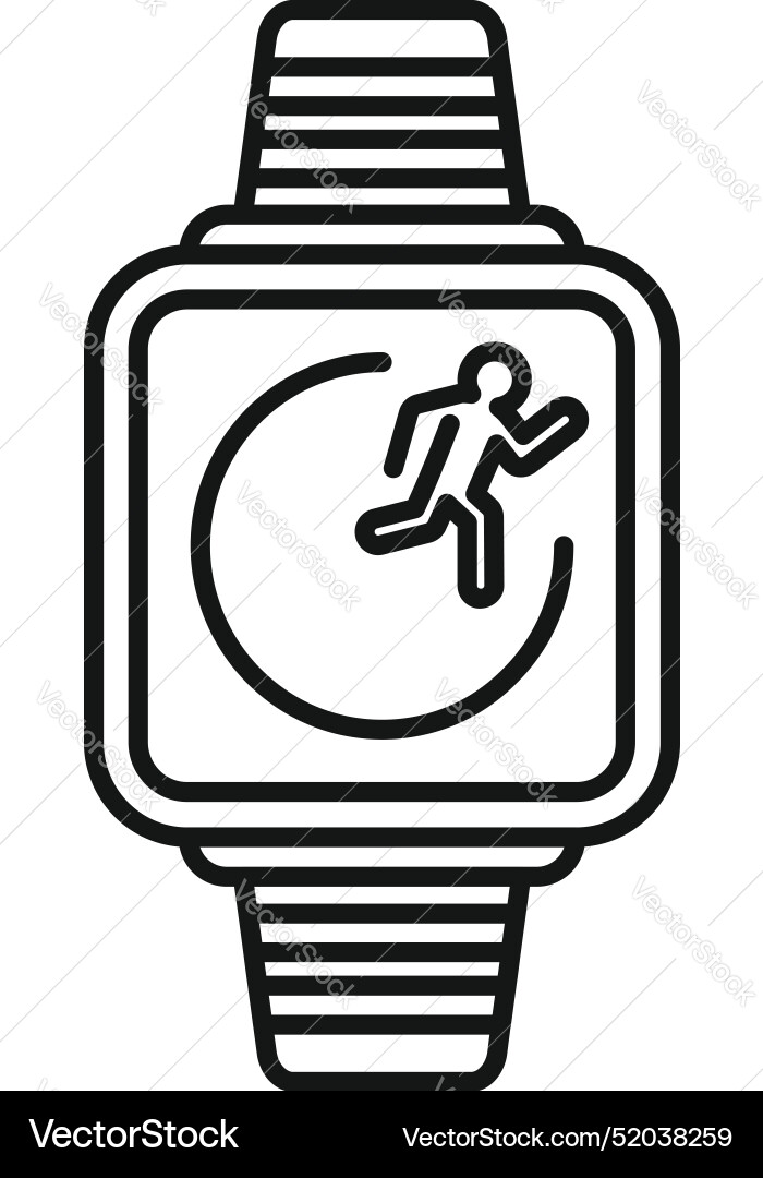 Smart watch showing running man on screen icon Smart watch showing running man on screen icon vector image