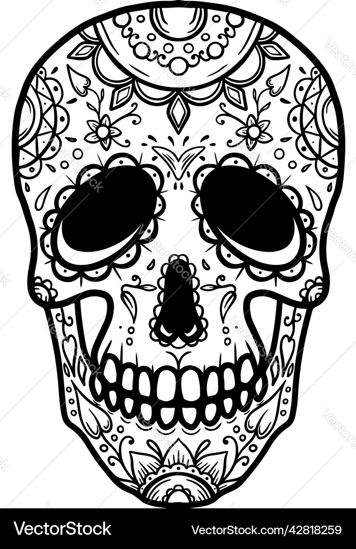 Sugar skull in monochrome style design element Sugar skull in monochrome style design element vector image