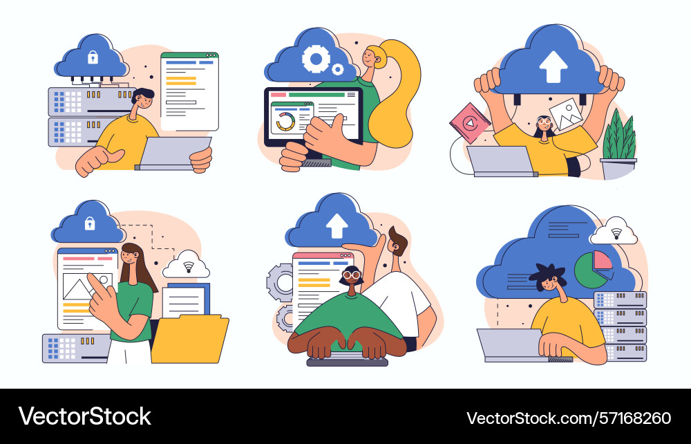 Cloud computing concept set for web design Cloud computing concept set for web design vector image